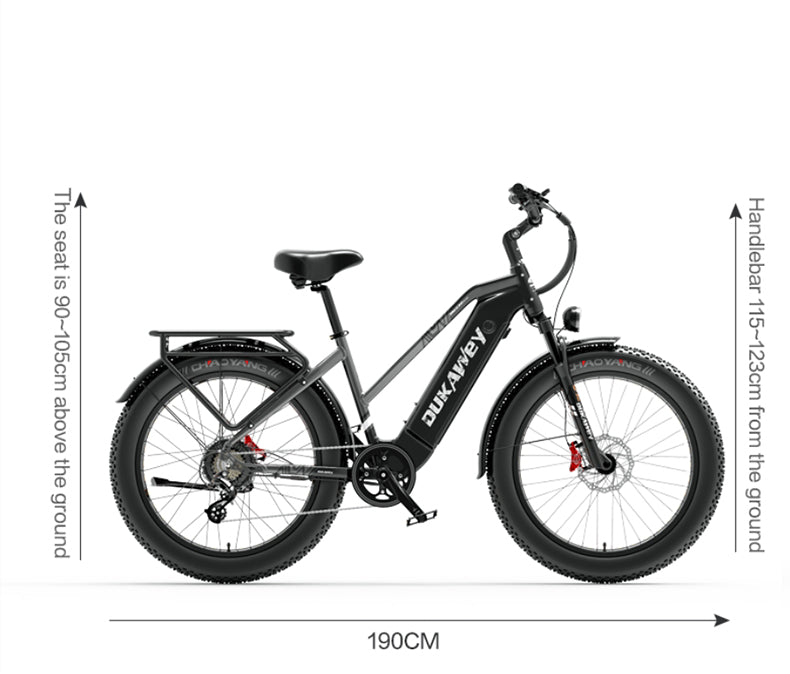 Dukawey DM530 Plus 1000W All Terrain Electric Bike Geometry